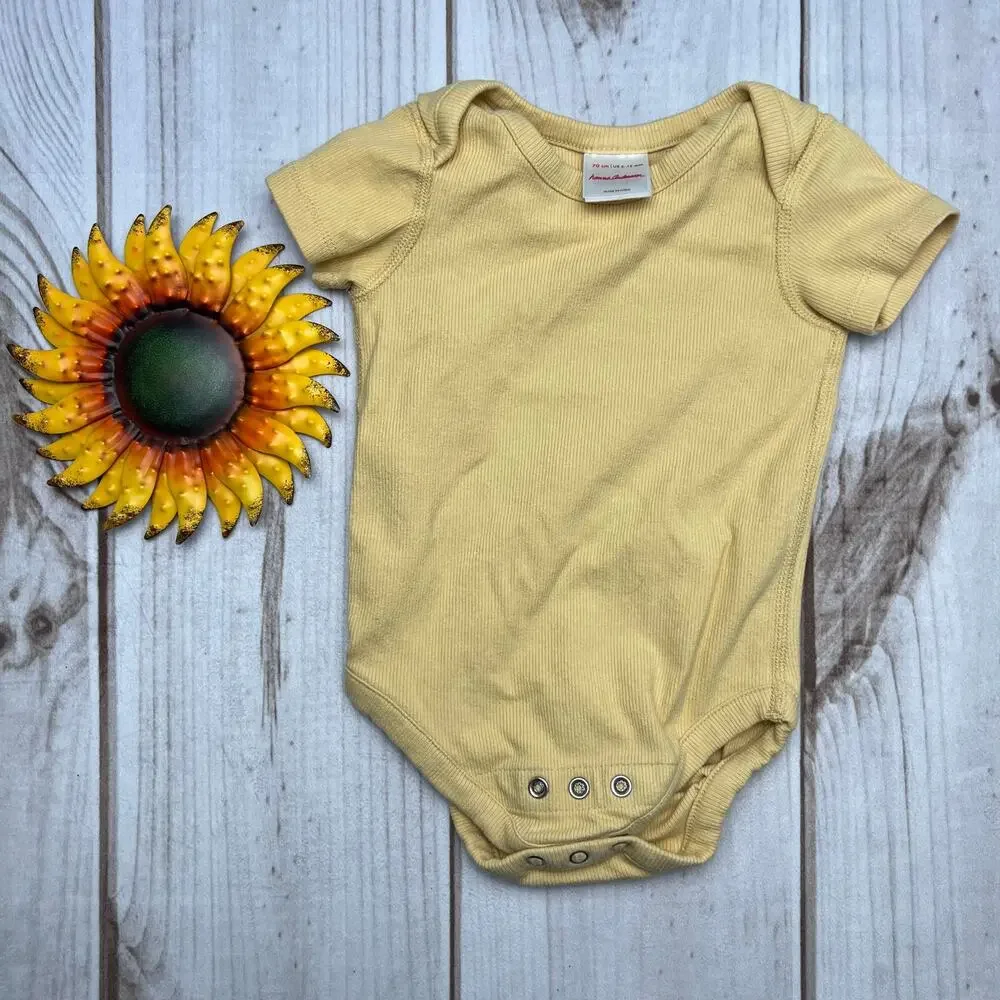 Hanna Andersson Baby‎ Bodysuit Set, Short Sleeve, Ribbed, Pink & Yellow 6-12M